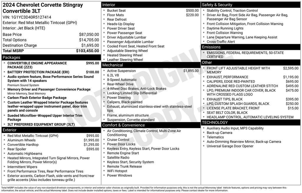2024 Chevrolet Corvette Stingray 3LT