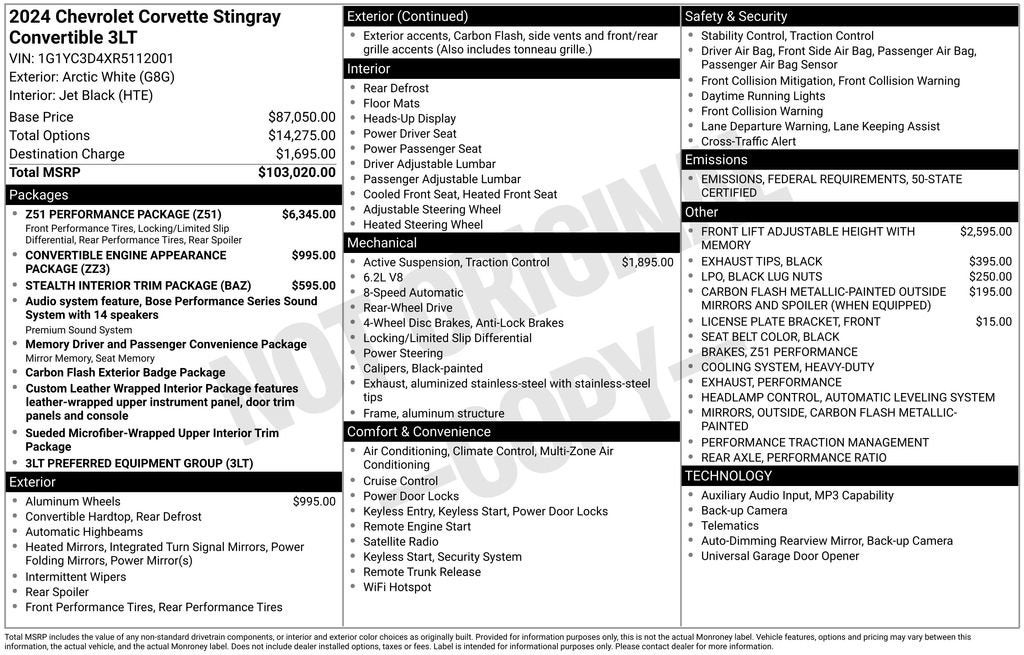 2024 Chevrolet Corvette Stingray 3LT