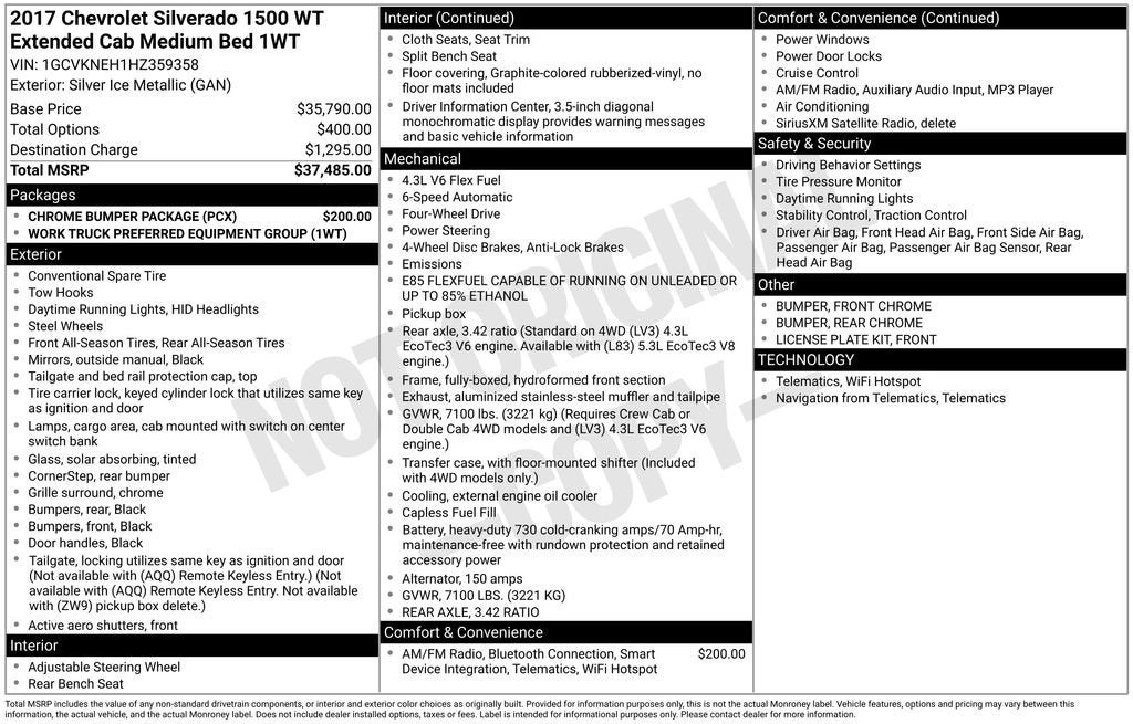 2017 Chevrolet Silverado 1500 Work Truck
