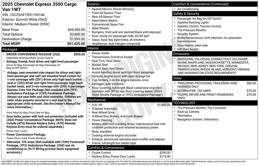 2025 Chevrolet Express Cargo 3500 WT