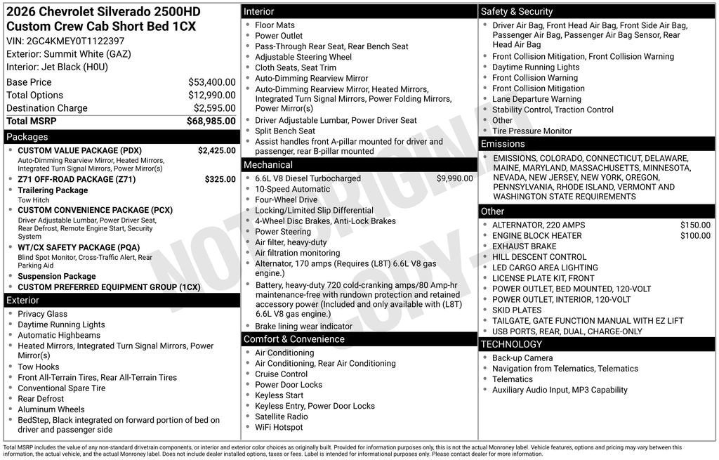2026 Chevrolet Silverado 2500 HD Custom