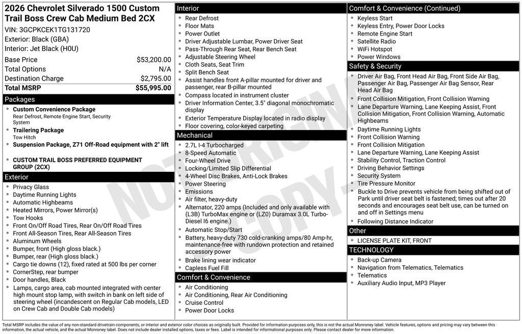 2026 Chevrolet Silverado 1500 Custom Trail Boss