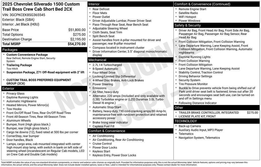 2025 Chevrolet Silverado 1500 Custom Trail Boss