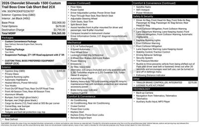 2026 Chevrolet Silverado 1500 Custom Trail Boss