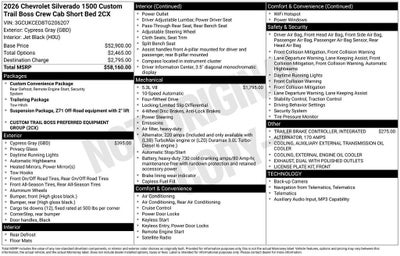 2026 Chevrolet Silverado 1500 Custom Trail Boss