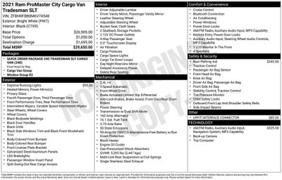2021 RAM ProMaster City Cargo Van Tradesman SLT