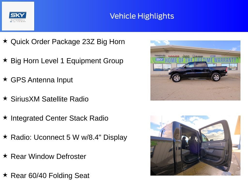 2023 RAM 1500 Big Horn Crew Cab 4x4 5'7' Box