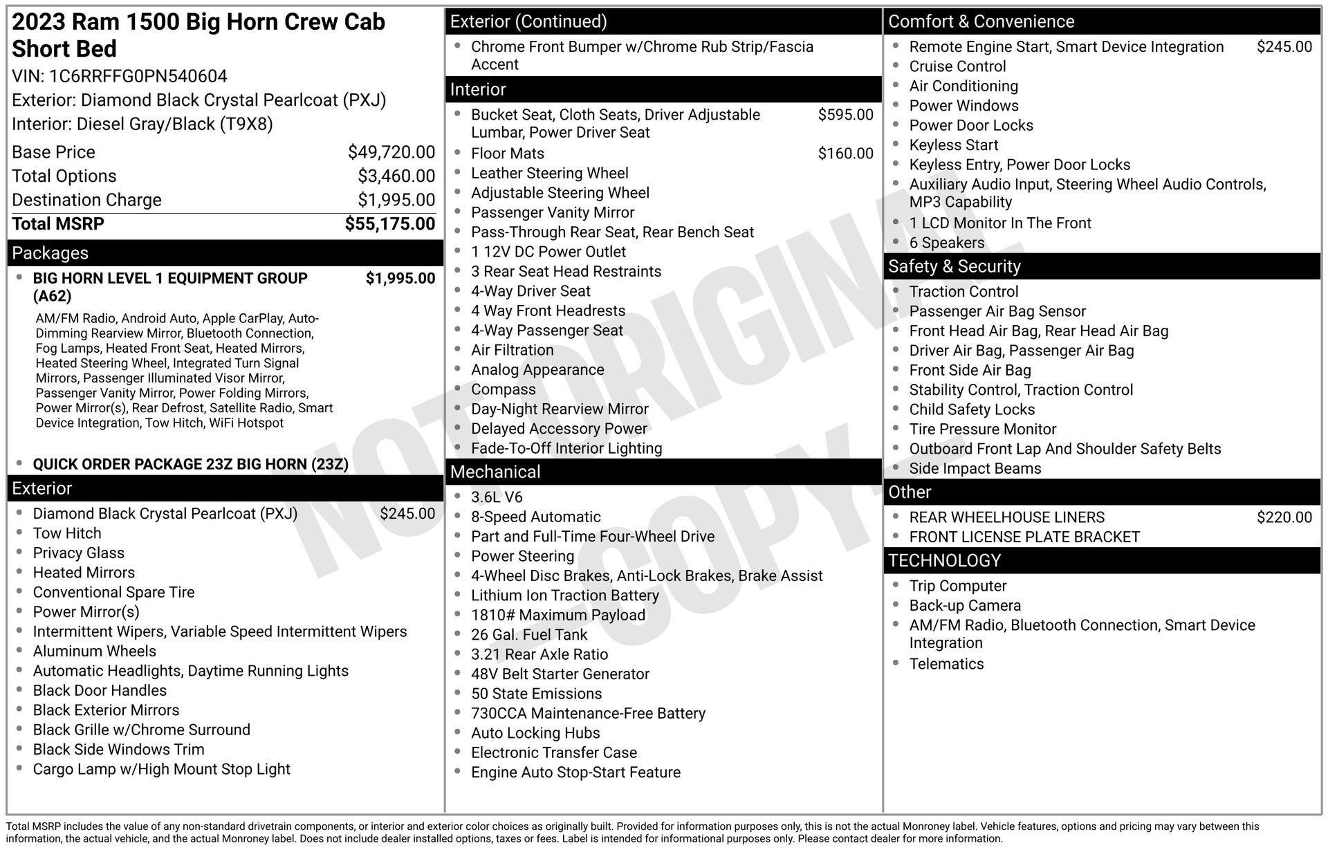 2023 RAM 1500 Big Horn Crew Cab 4x4 5'7' Box