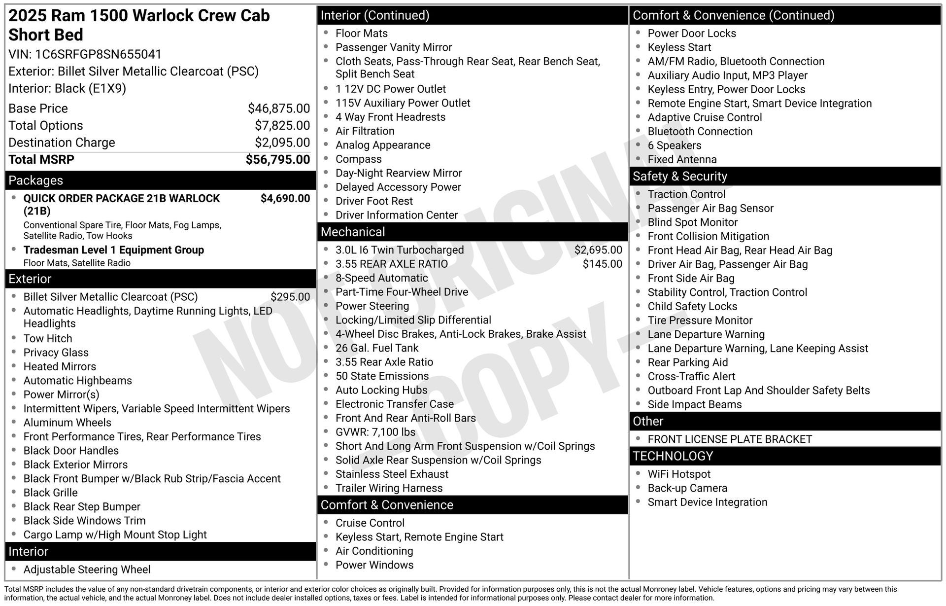 2025 RAM 1500 Warlock Crew Cab 4x4 5'7' Box